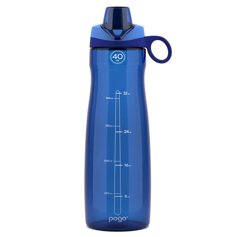 Pogo BPA-Free Plastic Water Bottle with Chug Lid, 40 Oz, Blue - Image 1